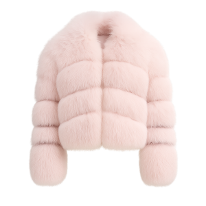 Luxury Pink Cropped Fur Jacket Elegant Winter Outerwear Limited Edition