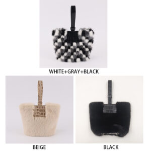 Mini Mink Fur Handbag with Genuine Lamb Leather Handle – A Winter Statement of Texture & Elegance