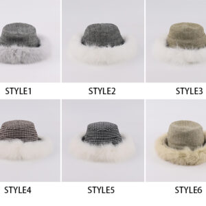 Elegant Wool Bucket Hat with Detachable Genuine Fox Fur Trim – Winter Luxe Collection