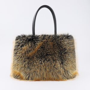 Faux Raccoon Fur Handbag with PU Leather Handles – Luxe Winter Glam for EU & Russian Markets