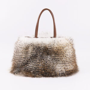 Gradient Mongolian Lamb Fur Tote – Natural Elegance with Soft Sheep Leather Handles