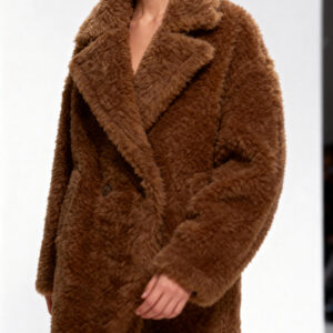 Classic Office Style Teddy Wool Coat – Long Camel Overcoat