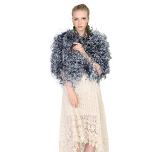 Real Ostrich Feather Shawl in Storm Blue — Wholesale & OEM Edition