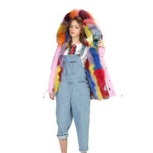 Colorful Fox Fur-Lined Pink Parka — Wholesale & OEM Edition