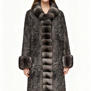 Textured Faux Fur Coat with Bubble Trim – Black Label Collection