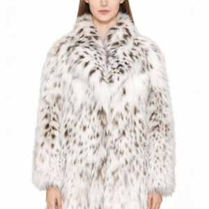 White Spotted Faux Fur Overcoat