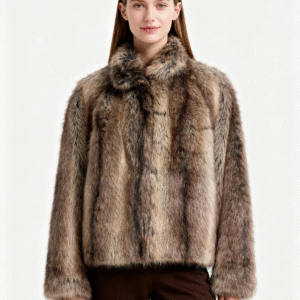 Natural-Look Faux Fur Jacket – Timeless Texture, Cruelty-Free Luxury