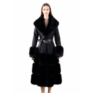 Statement Wool Coat with Faux Fur Skirt, Cuffs & Collar