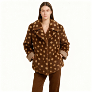 Faux Mink Fur Coat with Deer Print – Wildly Chic Outerwear