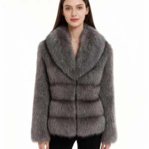 Real Silver Fox Fur Coat – Elegant Full-Sleeve Luxury Outerwear