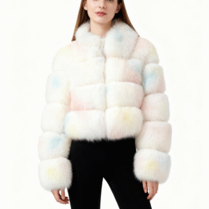 Pastel Dyed Real Fox Fur Coat – Whimsical Winter Luxury