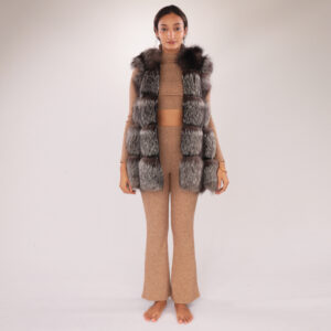 Real Silver Fox Fur Hooded Vest – Luxe Winter Essential