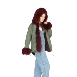Burgundy Fox Fur Lined Parka — Wholesale & OEM Edition