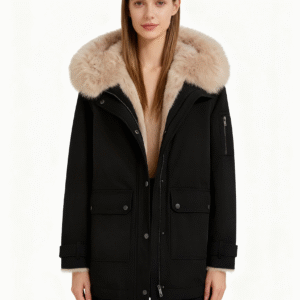 Black Cotton Parka with Oversized Faux Fur Hood – Urban Arctic Style