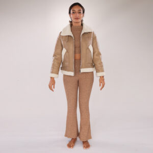 Faux Sheepskin Leather Motorcycle Jacket – Wool Lined