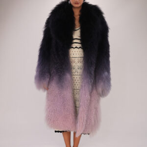 Long Gradient Beach Wool Coat – Real Shearling Luxury for Women