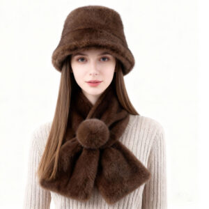 Faux Mink Fur Bucket Hat & Scarf Suit – Winter Luxe Set
