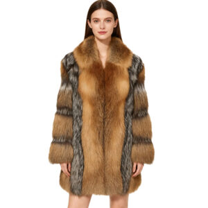 Luxe Silver & Gold Real Fox Fur Coat – Statement Outerwear for Premium Winter Collections