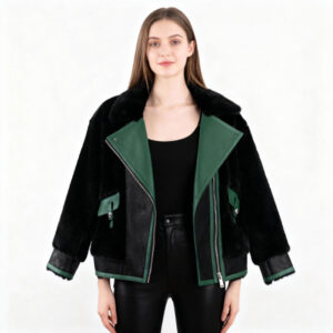 Faux Fur + Leather Biker Jacket – Luxe Edge Meets Street Cool