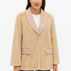 Faux Mink Coat with Contrast Satin Lapel – Understated Elegance