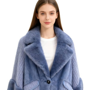 Lavender Knit & Faux Mink Fur Hybrid Coat