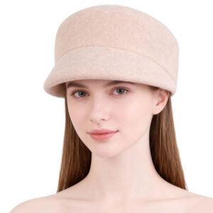 Minimalist Wool Felt Beret Cap – Nude Beige