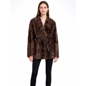 Full-Length Real Sheepskin Fur Coat for Women