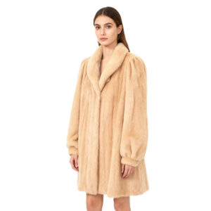 Elegant Real Mink Fur Coat – Light Beige