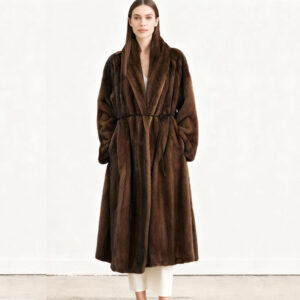 Full-Length Real Mink Fur Coat – Chocolate Elegance