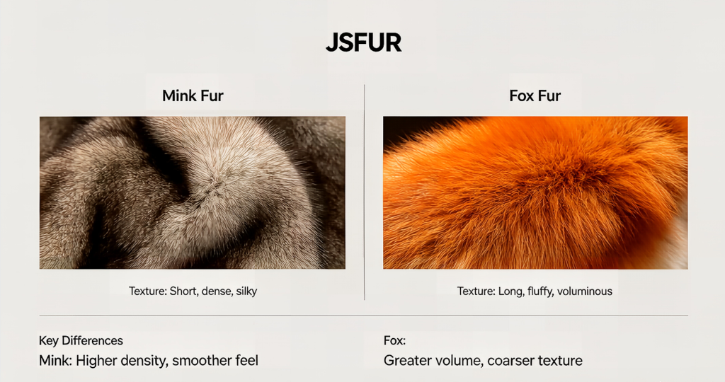 Mink fur vs fox fur comparison infographic | JSFUR