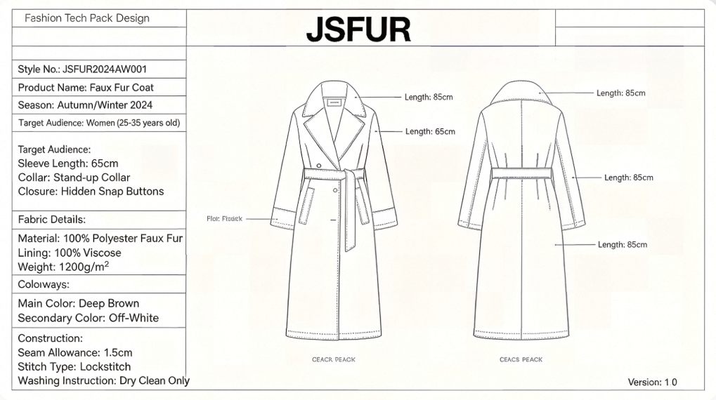 Detailed fashion tech pack documentation for mass production | JSFUR