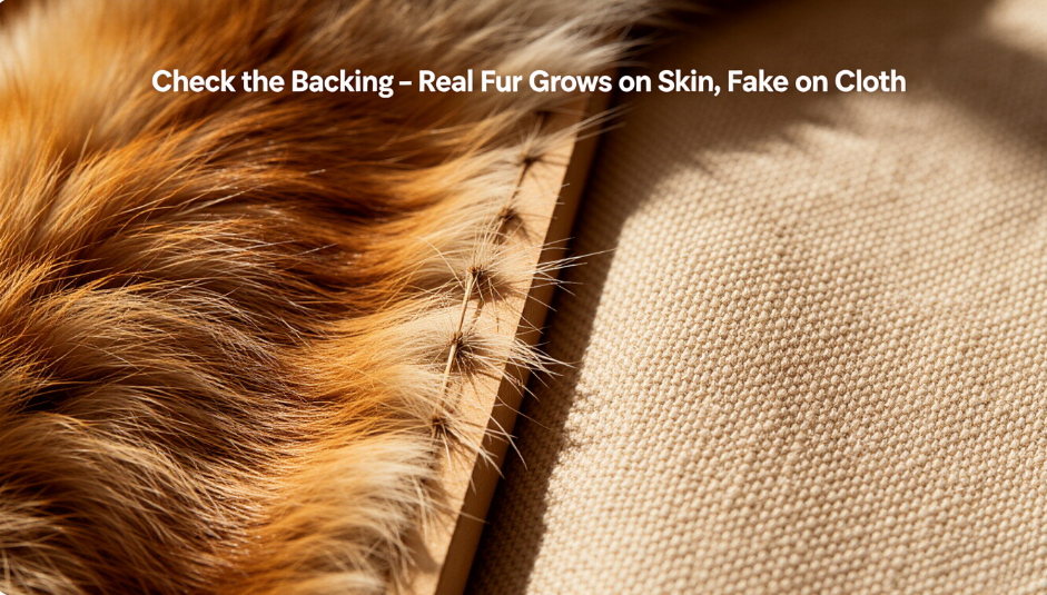 Real fox fur backing skin vs fake fur fabric mesh