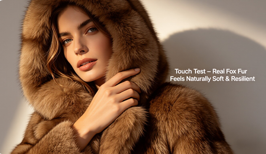 Touch test real fox fur texture softness